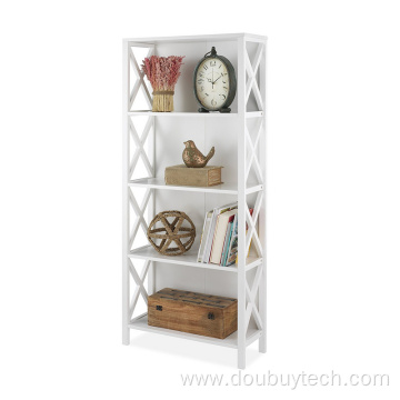 White bookcase wooden storage book shelf